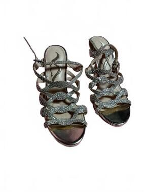 Via Spiga Women's Strappy Silver High Heel Sandals Size 8